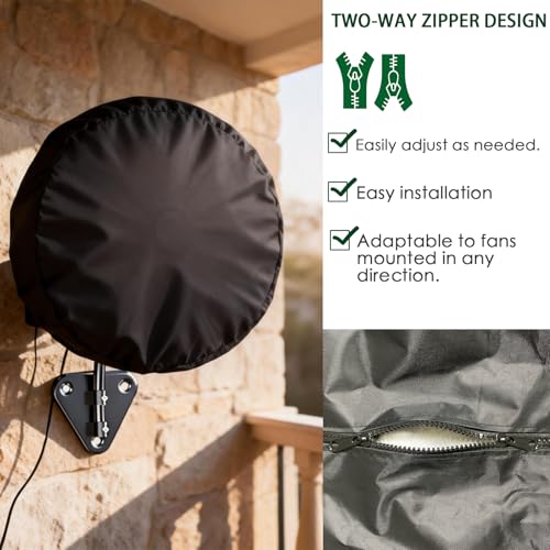 Image of Wall Mount Fan Cover, 16 Inch Industrial Fan Cover, 600D Waterproof & Dustproof for Wall Mount, Pedestal Fans Protection with Zipper and Securing Strap