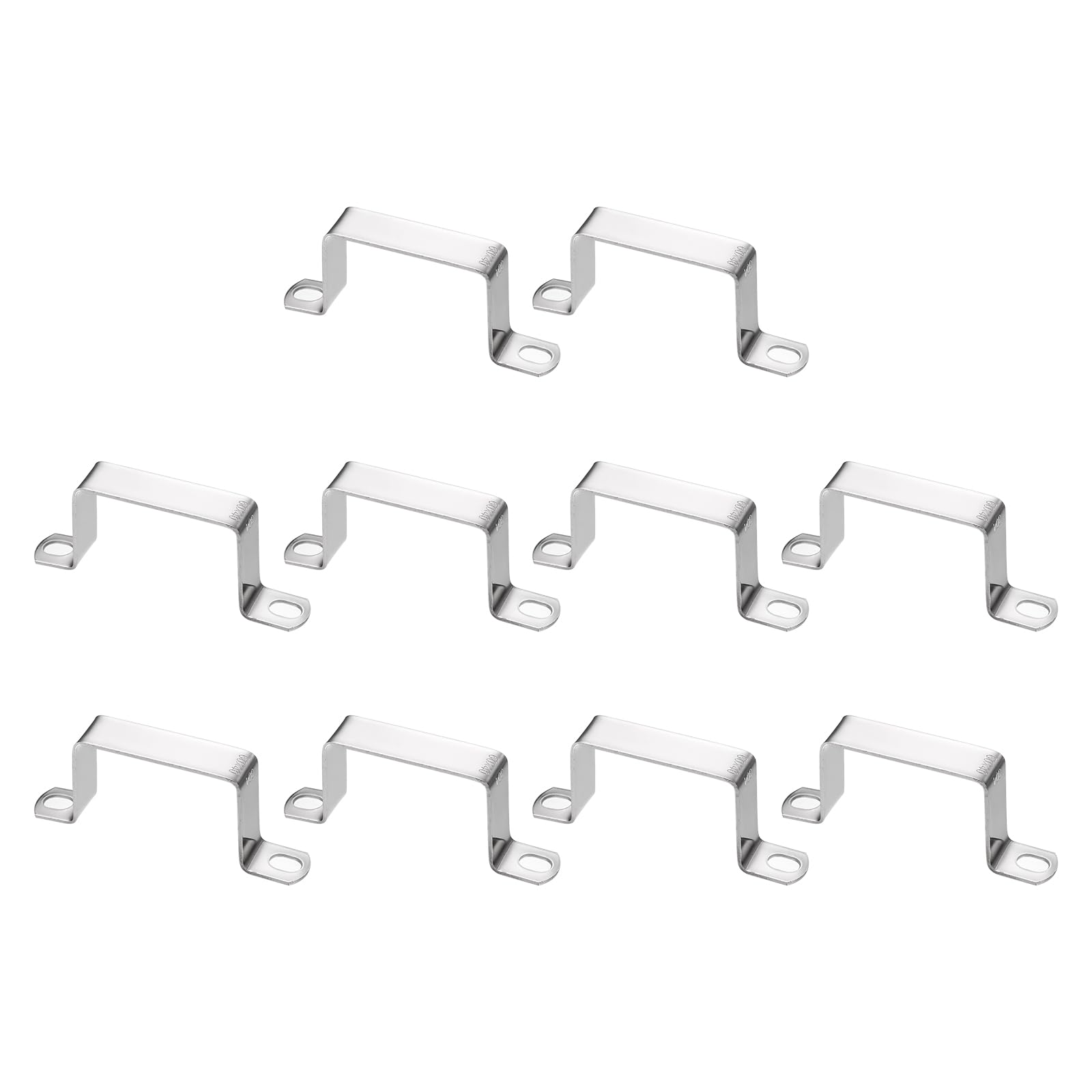 sourcing map 10pcs Square Pipe Clamp 60x40mm 304 Stainless Steel Square Tube Buckle U Shaped Tube Clamp Strut Connector for Pipe Hose Cable, Silver