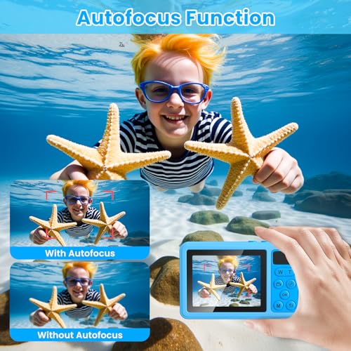 4K Waterproof Camera,Underwater Digital Camera,10FT Floating Camera for Snorkeling,Surfing,Swimming and Kayaking,Dual-Screen Selfie,Autofocus,18X Zoom,Fill Light,32GB Card,Type-C Rechargeable,Blue by Tonfarb - Image 3