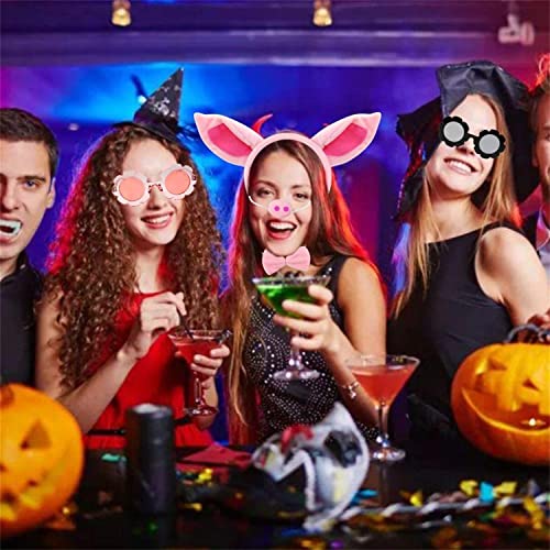 baotongle Schwein Kostüm Set Ohren Schwanz und Fliege Set, Rosa Tier Schwein Schweineohr Stirnband, Faux Schweineschnauze, Schwein zusammengerollter Schwanz, Fliege Halloween Cosplay Party Dekoration