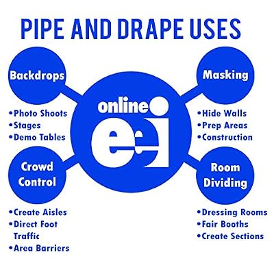 OnlineEEI, Premier Pipe and Drape Backdrop or Room Divider Kit, 8ft x 20ft, Silver