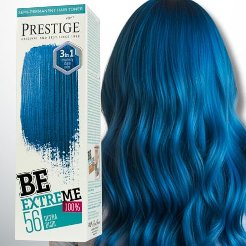 Vip's Prestige Be Extreme | Semipermanenter Haartonisierer 56 Ultra Blau | Reines Pigment | Verleiht gefärbten oder grauen Haaren Farbe | Temporäres Ergebnis | Ammoniakfrei, Parabenfrei, PPD-frei