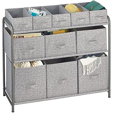 mDesign Estantería metálica con 11 cestas extraíbles de Tela Cover