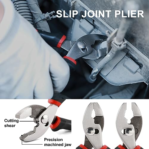 Image of Mayouko 5PCS Pliers Set, 8 Inch Groove Joint Pliers, 6 Inch Long Nose, 6 Inch Slip Joint, 6 Inch Diagonal Cutting, 7 Inch Linesman Pliers, Pliers Set for DIY&Home