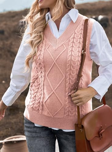 Image of EVALESS Oversized Sweater Vest for Women V Neck Sleeveless Solid Color Loose Pullover Sweater