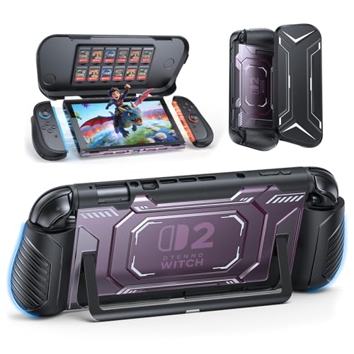 Image of FASTSNAIL Switch 2 Protective Case, Switch 2 Cover with Dockable TPU Middle Frame, Non-Slip Ergonomic Grip for Joycon 2, Anti-Scratch PC Front Cover with 12 Game Card Slots for Switch2 - Light Purple