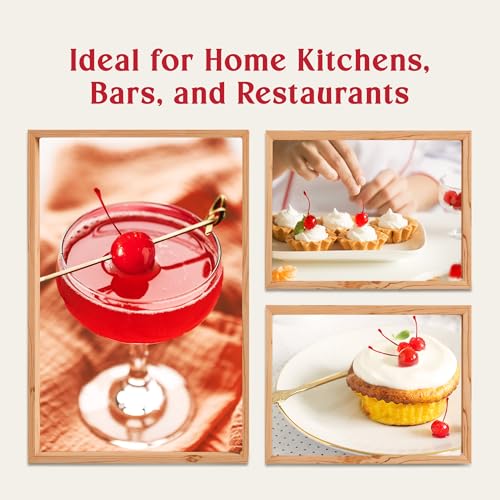 Haddar Red Maraschino Cherries with Stems, 12.6 oz | Old Fashioned Cocktail Cherries | Sweet & Vibrant Cherries for Dessert Garnish, Baking, Drinks - Thumbnail 4