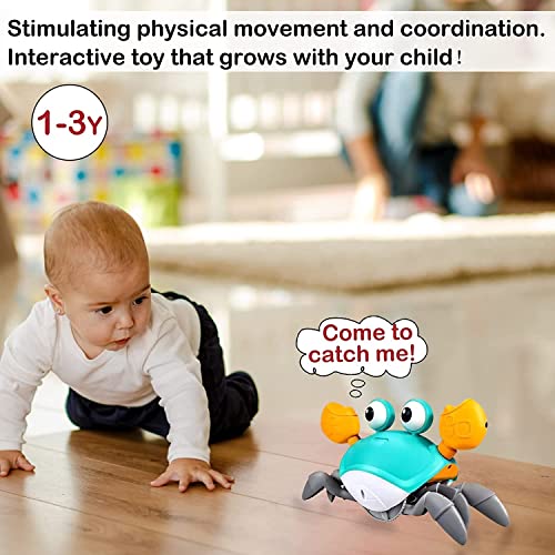 Image of Crab Toy for Baby 1 - 3 + Year Old boy Girl with Sensors and LED Lights, Musical Toys for Kids, Rechargeable, Great Birthday Gift, Kids Toy