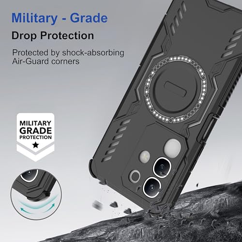 Image of Zapcase Back Case Cover for iQOO Z10x 5G | MagSafe Case with Built-in Metal Ring | Supports MagSafe Charger, Wallet & Car Mount | Shockproof Hybrid PC + TPU | Black