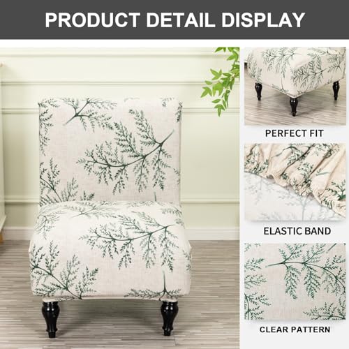 Image of Eco-Ancheng Armless Chair Slipcover Removable Armless Accent Chairs Covers Washable Armless Slipper Chair Slipcover Printed Armless Chair Furniture Protector Covers for Living Dining Room Hotel