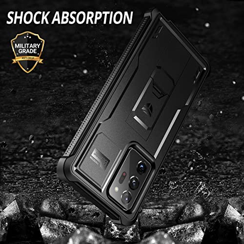 Image of Dexnor Polycarbonate 5G Case,[Built In Screen Protector&Kickstand] Heavy Duty Military Grade Protection Shockproof Protective Cover For Samsung Galaxy Note 20 Ultra Black
