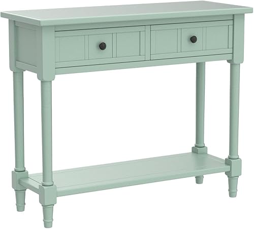 Miniatura 28 de Merax Moderna mesa de consola estrecha de madera para entrada, pasillo, puerta delantera, mesa auxiliar con cajones y estante inferior, color