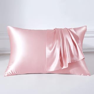 THXSILK 22 Momme Seide Kissenbezug - 100% Seide Kopfkissenbezug Sofakissenbezug - Anti milben Reißverschluss Seidenkissenbezug - Bezauberndes Rosa 50 x 75 cm