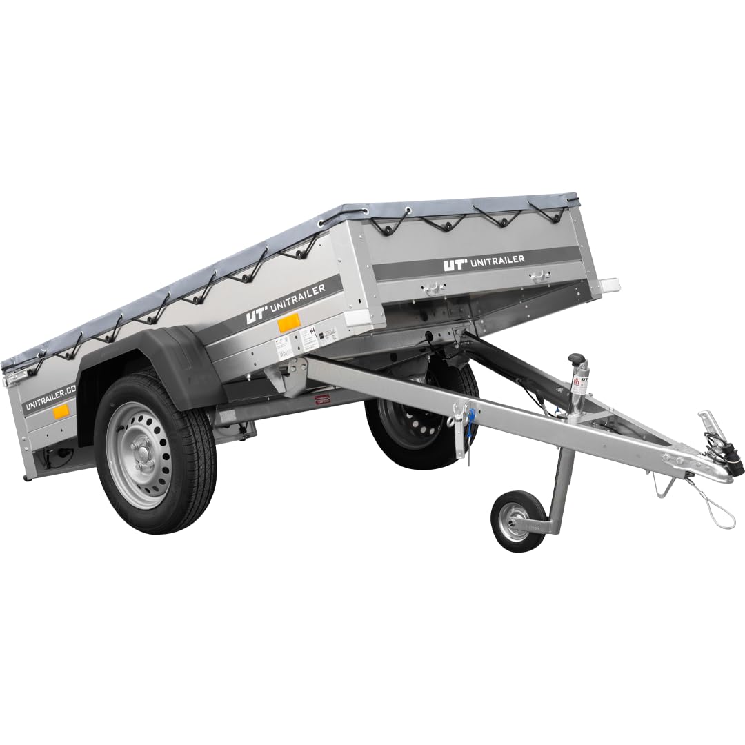 UNITRAILER Kipper-Anhänger 200 mit Stützrad, H-0-Rahmen, Grauer Plane, 20,06 x 12,5 cm Ladefläche