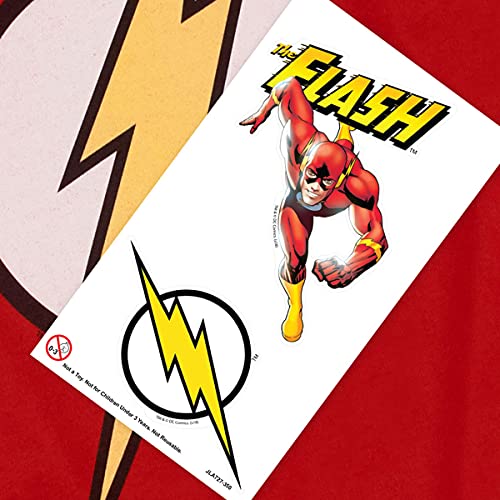Youth Flash Lightning Bolt Logo T Shirt For Boys & Stickers (Size 7) Red #TOP4