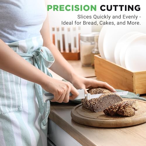 NutriChef Cordless Electric Knife | Easy to Use Constant ON/OFF Safety Function Button | Carve Turkey, Meats, Poultry, Bread, Cheese & More | Lightweight with Contoured Grip Handle | White & Grey - Image 6