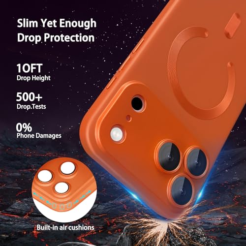 ankofave Magnetic for iPhone 17 Pro Case, with Camera Lens Protector, Compatible with Magnetic, Slim Shockproof Bumper Soft Silicone Metallic Luster Phone Case for iPhone 17 Pro, Orange by ankofave - Image 4