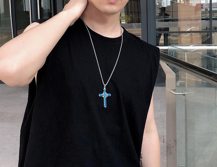 Dcfywl731 Cross Necklace for Men Fathers Day Gifts for Husband First Fathers Day Gifts for New Dad Gold Silver Chain Mens Cross Necklace - Image 6