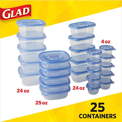 GladWare Food Storage Containers, Lunch Variety Pack, 25 Count Set | With Glad Lock Tight Seal, BPA Free Containers and Lids in a Variety of Sizes to Hold and Store Food - Image 4