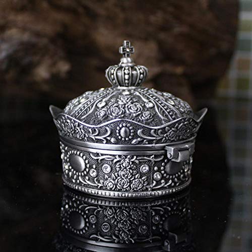 heling896 Caja De Joyería Vintage Pequeña Vitrina para Anillo Collares Aretes Baratija Organizador De Almacenamiento Caja De Plata Antigua Mini Caja De Recuerdo