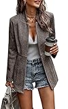 ·QUALITY MATERIAL -Classic coat for women is made of 60%Polyester, 40%Cotton, soft, warm, lightweight, comfortable, breathable to wear in Autumn/Winter. ·FEATURES - Standing Notched Collar Coat/Lapel Collar Blazer Jacket for Women/Casual Boyfriend Ou...