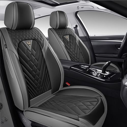 Image of Front Seat Covers for Ford Transit 150 /250 /350 Van 2015-2026, Black-Gray