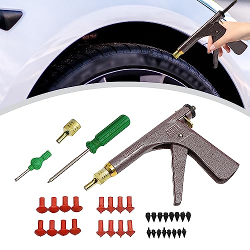 ZNLLQZN Kit de réparation de pneus Tubeless - Kit universel de réparation de pneu - Portable - Avec boîte à outils - Sans démonter les pneus - Pour de nombreuses voitures sans chambre à air