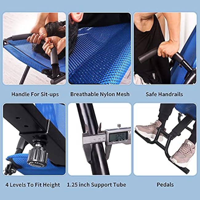 Leikefitness Ab Exercise Chair Core Strengthening Lightweight Foldable Sport Abdominal Exerciser Strength Training Inversion Equipment AB3900(Blue)