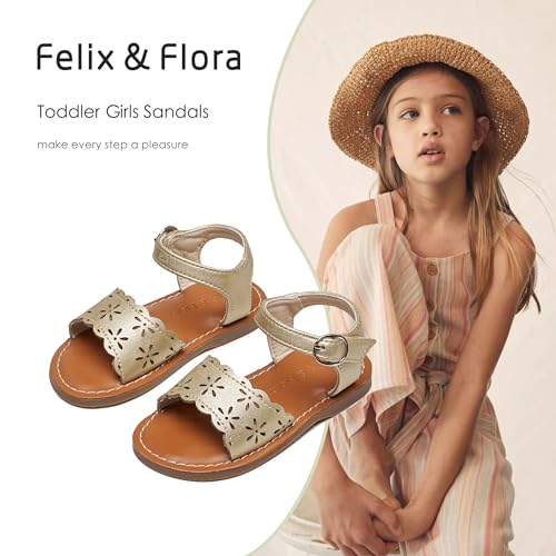 Image of Felix & Flora Toddler Girl Sandals - Little Girl Easter Dress Shoes Lightweight Open Toe Beach Holiday Flats