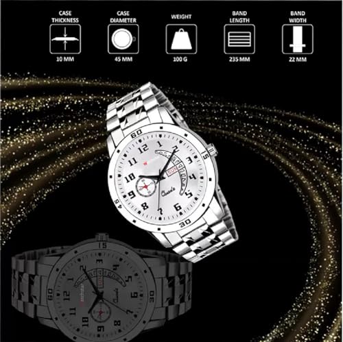 Image of Analog Day Date Functioning Stainless Steel Chain Watch for Men