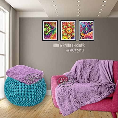 Luxury Hug and Snug Cuddles Fluffy Faux Fur Sherpa Teddy Fleece Reversible Throw Sofa Bed Super Soft Warm and Cosy Blanket Throw Duck Egg 150cm x 200cm Approximate