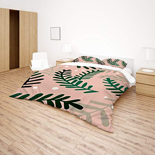 Housse de couette king et 2 taies d'oreiller en polyester : parure de lit sans repassage