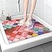 Sicherheits Duschmatte rutschfest, 60*60cm, Weich Komfort Badematte mit Ablauflöchern, PVC-Luffa Massage Duschmatten für Nassbereiche, Schnell trocknend