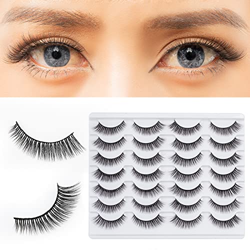 SONAFEEL False Eyelashes Natural Look for glasses wears Short Cat Eye Lashes Pack 13mm 14Pairs 3d Mink Lashes Reusable Handmade Fake Eyelashes