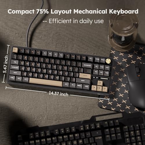 Image of RK ROYAL KLUDGE R87 Pro Wired Mechanical Keyboard with Hot Swappable Knob 75% Creamy Gaming Keyboard 88 Keys TKL Gasket Mounted RGB Backlit with QMK /VIA, MDA Profile, Linear Creamy Switch, Black