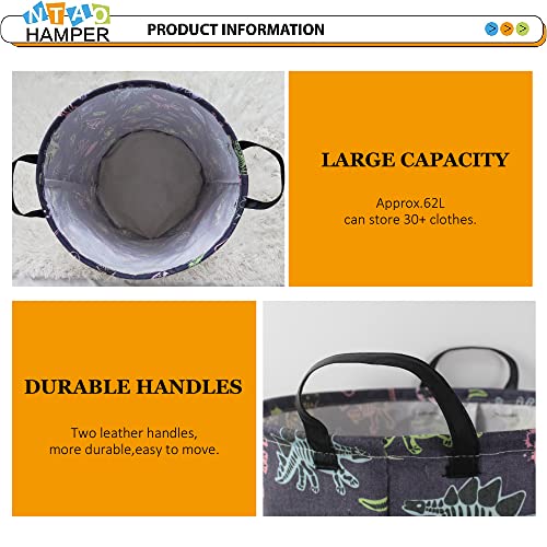 Ntaohamper Dinosaur Laundry Basket,Baby Boys Clothes Hamper With Handles,Waterproof Kids Toys Storage Bin,Collapsible Nursery Room Decor, Gift Basket(Dinosaur Bones) #TOP2