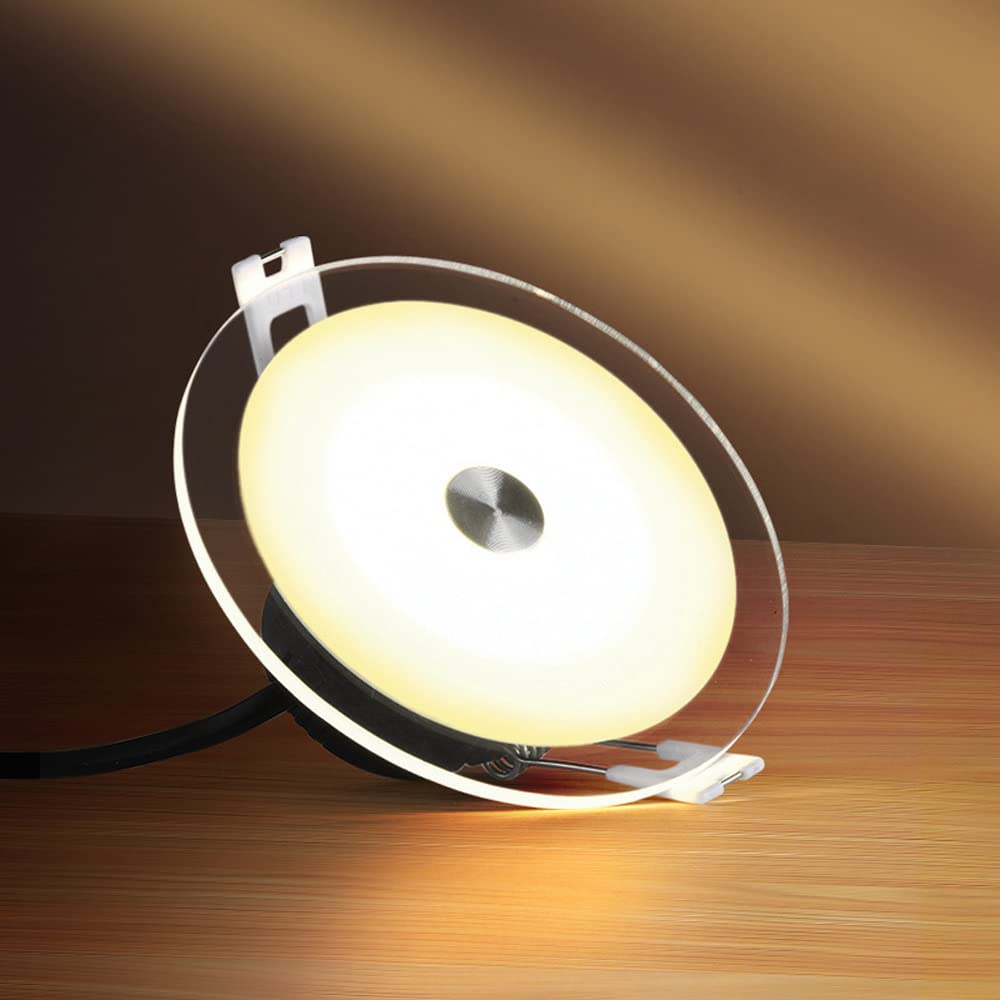 Oprawy wpuszczane LED TPMAFF, Okrągła akrylowa płytka prowadząca światło LED Wpuszczana lampa punktowa, Wpuszczana lampa sufitowa 5 W 500 Lumenów, Bardzo smukła głębokość 50 mm, Transformator w zestaw
