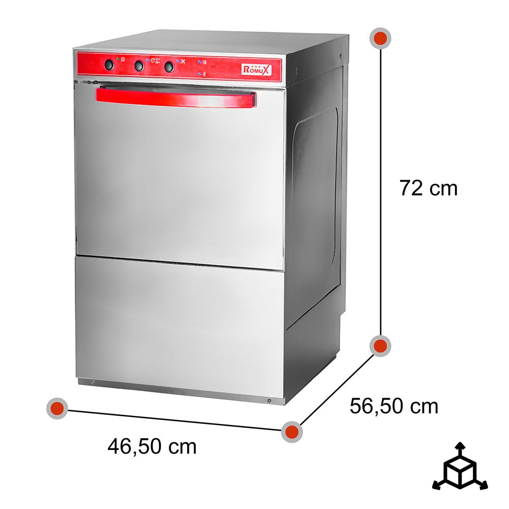 Lavabicchieri Professionale 40x40 cm con Pompa Brillantante, Detergente e Scarico | Lavabicchieri per Ristorazione | Lavabicchieri Industriale con Lavaggio Ultra Rapido per Bar e Ristoranti
