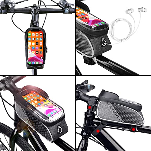 image for WATERFLY Bike Front Frame Bag: Bike Top Tube Phone Mount Bag Road MTB 
