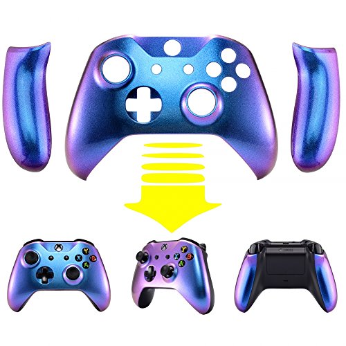 eXtremeRate Coque Avant avec Grips Poignées pour Xbox One S/X Manette, Coque Customisé pour Xbox One S/X Manette, Boîtier de Remplacement pour Modèle 1708,...