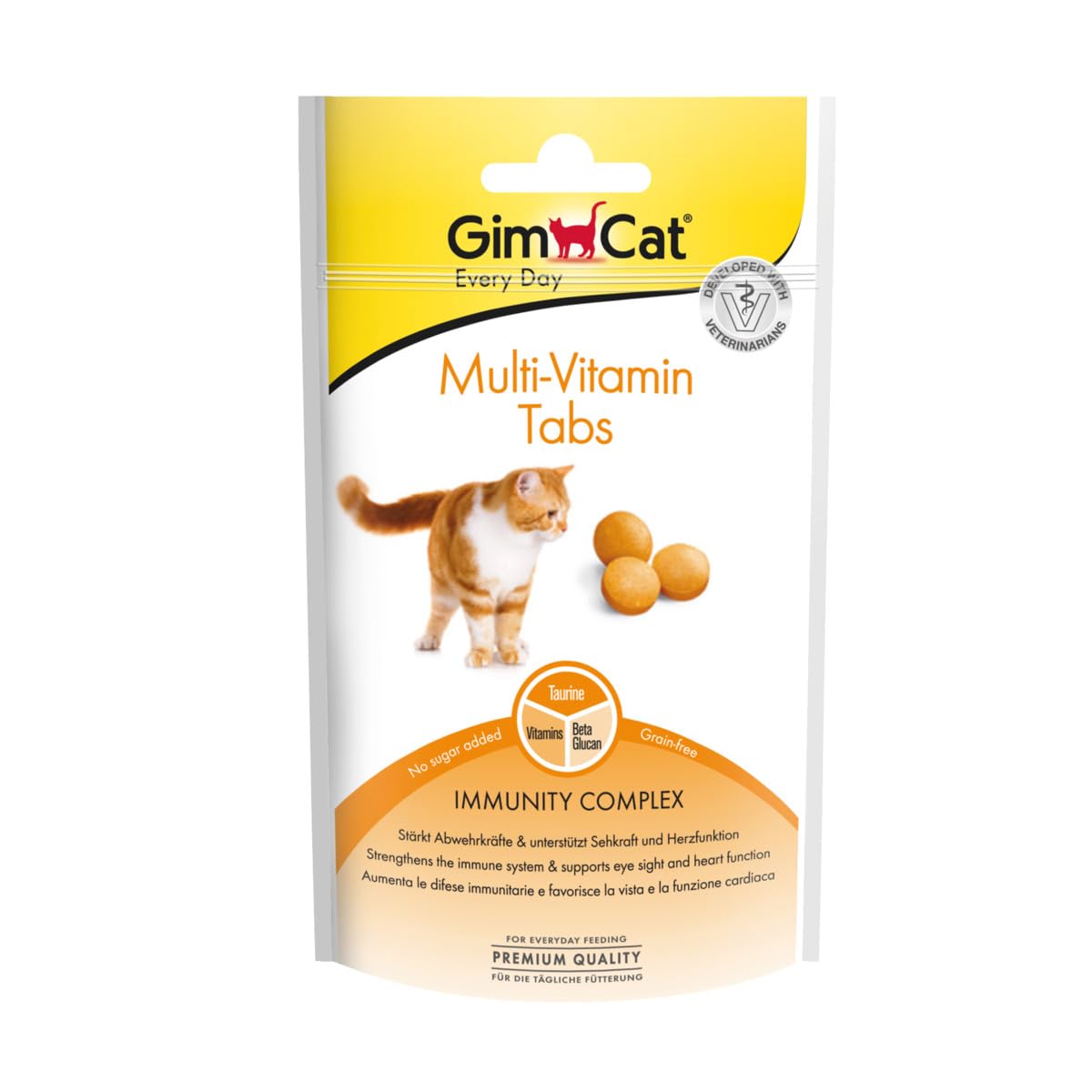GimCatMulti-Vitamin Tabs - Functional cat snacks that promote the immune system, heart and eyes - 8-pack (8 x 40 g)