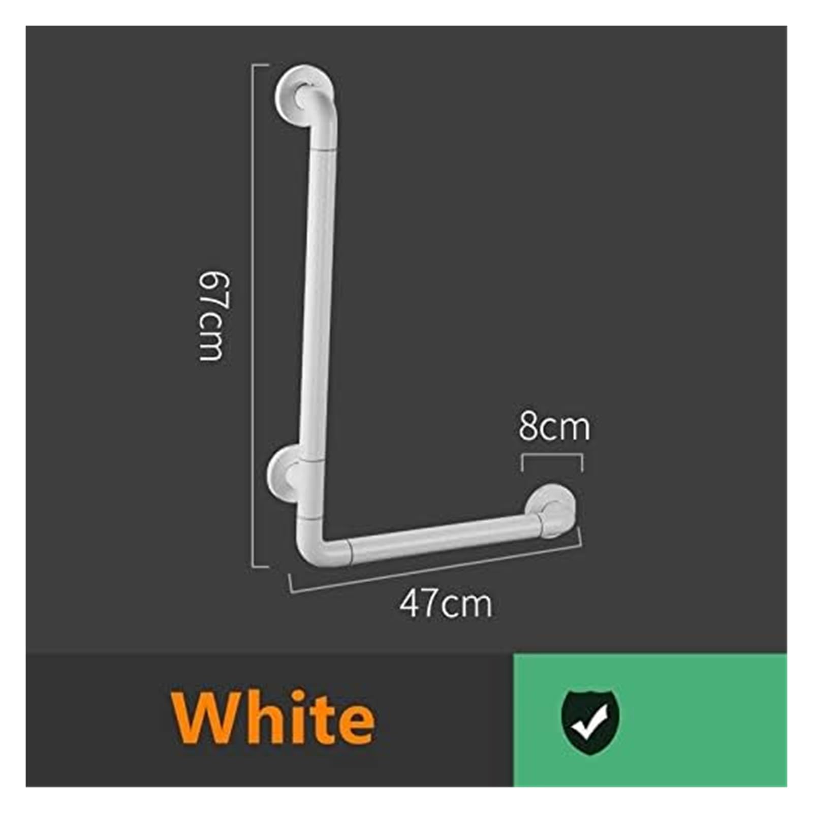 Asideros de baño, pasamanos de bañera, pasamanos de ABS Antideslizante en Forma de L, Amarillo/Blanco, asidero de Seguridad para Inodoro, Ducha y bañera, pasamanos de Seguridad