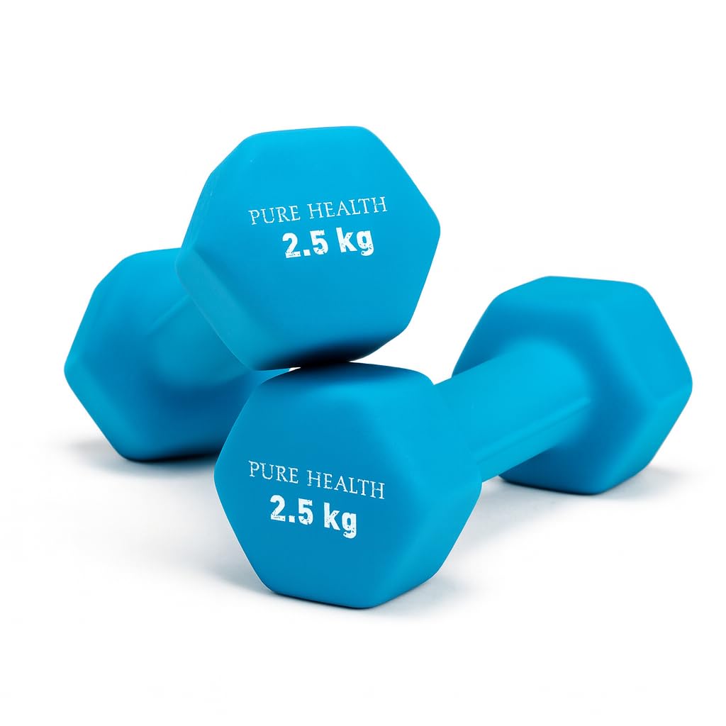 Neoprene Dumbbell Hand Weights Pair Home Exercise for Women Men Arm Pilates Dumbbells in 1kg 1.5kg 2kg 3kg 4kg 5kg 8kg 10kg Set (Blue (2.5KG, Pair))