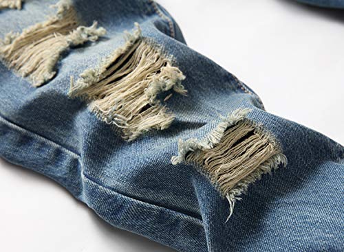 Boy's Vintage Skinny Fit Ripped Destroyed Distressed NO Stretch Fashion Denim Jeans Pants,Y059,6