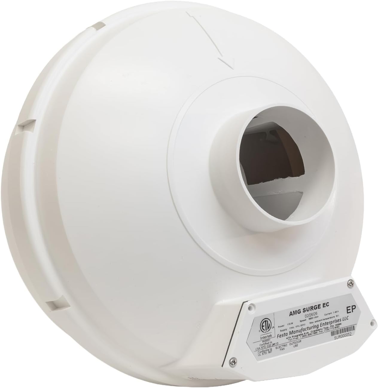 Festa AMG Surge EC Radon Fan – 3“ Installation Kit - Quiet and Energy Efficient Radon Mitigation Inline Fans – High Performance 3” Duct Fan