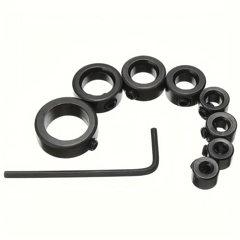 9PCS Drill Stop Collar Set 9-Piece Adjustable Depth 3-16mm with Hex Wrench for Precision Woodworking Drilling Home Workshop Use, Black