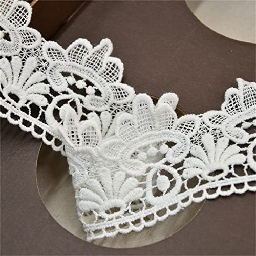 Fleurs brodées 3D en dentelle de coton blanc pour customiser vos robes - 5