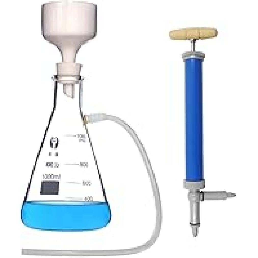 Vakuumfiltrationsset – 500-ml-Komplettset mit Handpumpe, Büchner-Trichter und dickwandigem Kolben für stabile Filtration