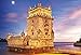 Toys Puzzle Adulte Port de lisbonne Tour Belem eclairé au couché du Soleil - 1000 Pieces - Collection Monument du Portugal