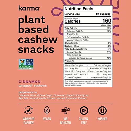 Cinnamon Cashews With Skin By Karma Nuts, Whole, Sweet, Roasted, Vegan, Gluten Free, Low Net Carb, Natural, Everyday Nut Snack, 8Oz Jar (Pack Of 1) #TOP3